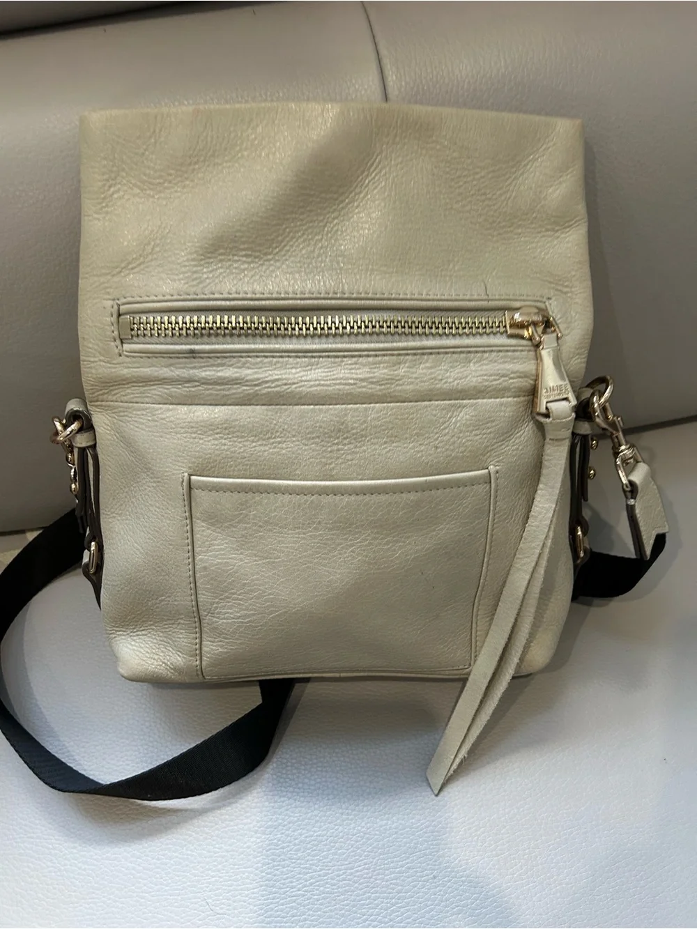 Leather Crossbody Bag in Light Gray - Minimalist Women's Shoulder Bag